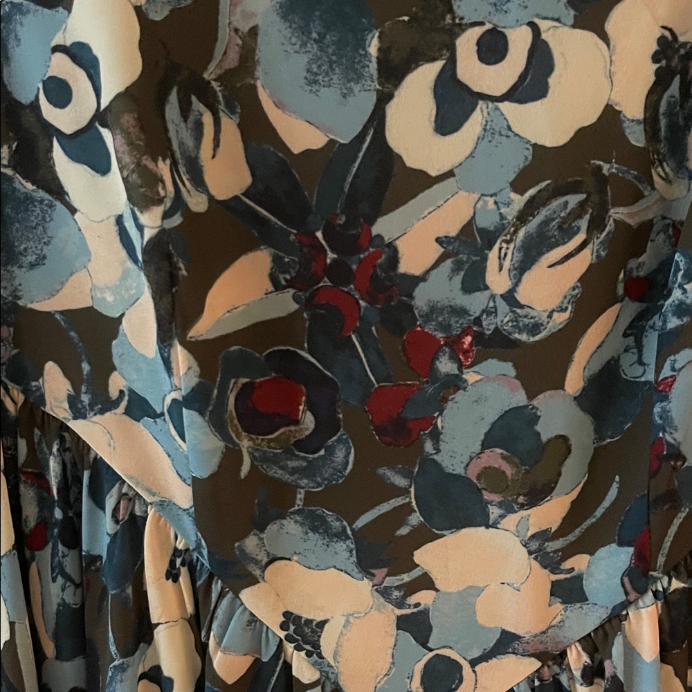 Peter Som Blue and Cream Patterned Dress - Picture 3 of 6